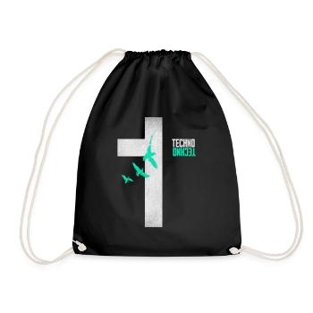 Techno is my religion cross - Drawstring Bag - black - Front