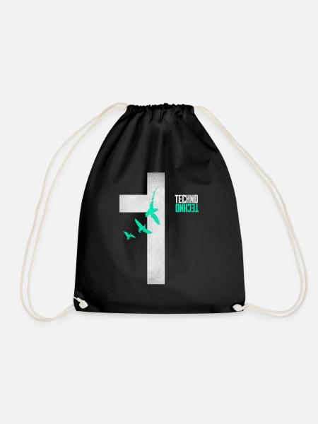 Techno is my Religion Kreuz - Turnbeutel - Schwarz