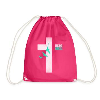 Techno is my Religion Kreuz - Turnbeutel - Fuchsia - Vorne