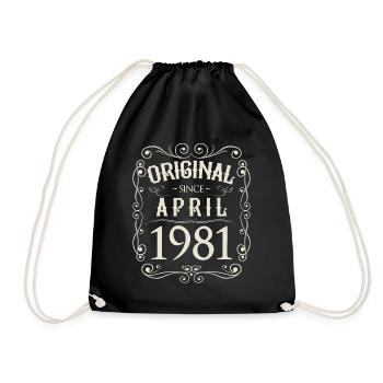 Vintage - Original since April 1981 Geburtstag - Turnbeutel - Schwarz - Vorne