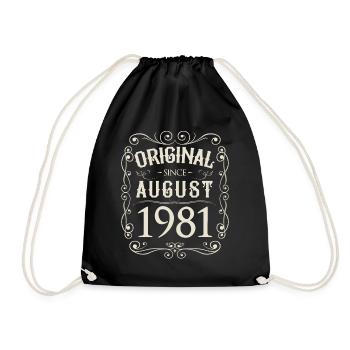 Vintage - Original since August 1981 Geburtstag - Turnbeutel - Schwarz - Vorne