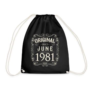 Vintage - Original since Juni 1981 Geburtstag - Turnbeutel - Schwarz - Vorne