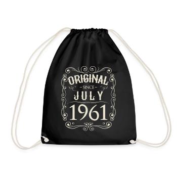 Vintage - Original since Juli 1961 Geburtstag - Turnbeutel - Schwarz - Vorne