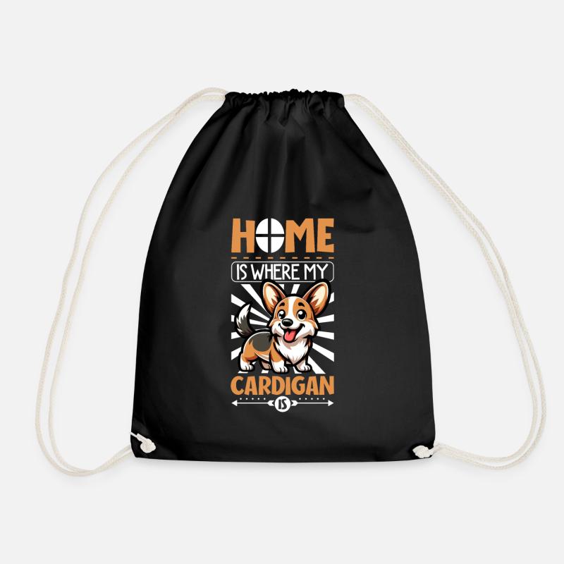 Zuhause - Welsh Corgi Cardigan - Turnbeutel - Schwarz