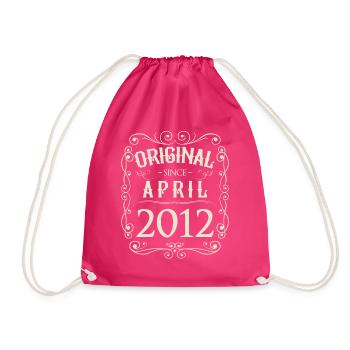 Vintage - Original since April 2012 Birthday - Drawstring Bag - fuchsia - Front
