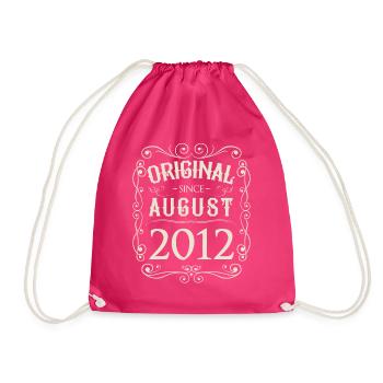 Vintage - Original since August 2012 Birthday - Drawstring Bag - fuchsia - Front