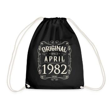 Vintage - Original since April 1982 Geburtstag - Turnbeutel - Schwarz - Vorne