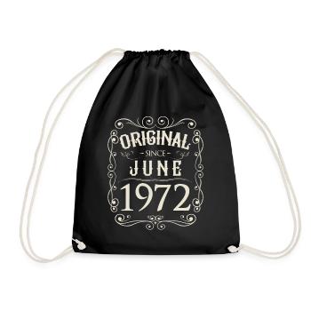 Vintage - Original since Juni 1972 Geburtstag - Turnbeutel - Schwarz - Vorne