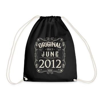 Vintage - Original since June 2012 Birthday - Drawstring Bag - black - Front