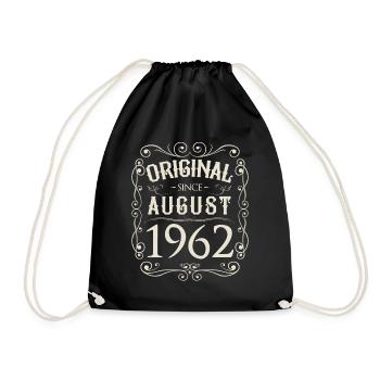Vintage - Original since August 1962 Geburtstag - Turnbeutel - Schwarz - Vorne