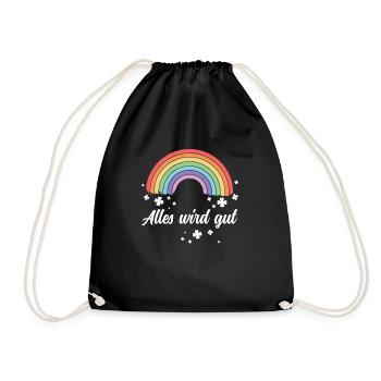 Regenbogen - Alles wird gut! - Turnbeutel - Schwarz - Vorne