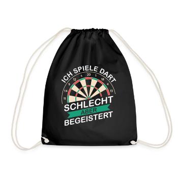 Dart Darts Dartspieler Dartsport - Turnbeutel - Schwarz - Vorne
