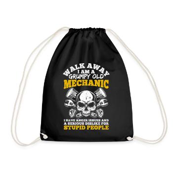 Walk Away I Am A Grumpy Old Mechanic Tuner Tuning - Drawstring Bag - black - Front