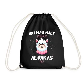 Alpaca Llama Alpacas Animal - Drawstring Bag - black - Front