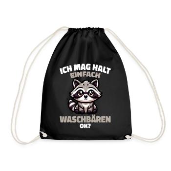 Raccoon Animal Barbados Raccoon - Drawstring Bag - black - Front