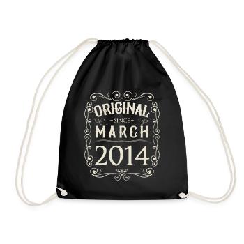 Vintage - Original since März 2014 Geburtstag - Turnbeutel - Schwarz - Vorne