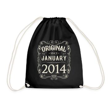 Vintage - Original since Januar 2014 Geburtstag - Turnbeutel - Schwarz - Vorne