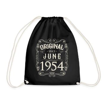 Vintage - Original since Juni 1954 Geburtstag - Turnbeutel - Schwarz - Vorne