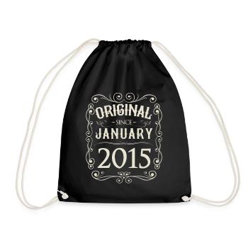 Vintage - Original since Januar 2015 Geburtstag - Turnbeutel - Schwarz - Vorne