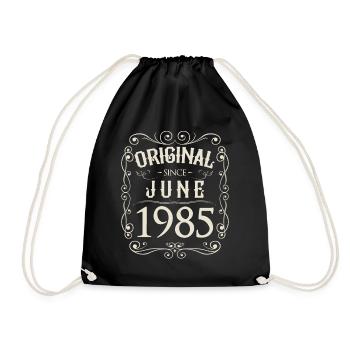 Vintage - Original since Juni 1985 Geburtstag - Turnbeutel - Schwarz - Vorne