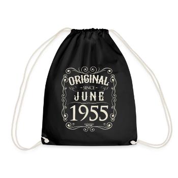 Vintage - Original since Juni 1955 Geburtstag - Turnbeutel - Schwarz - Vorne
