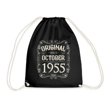 Vintage - Original since Oktober 1955 Geburtstag - Turnbeutel - Schwarz - Vorne