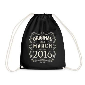 Vintage - Original since March 2016 Birthday - Drawstring Bag - black - Front