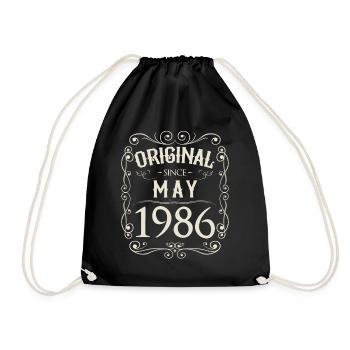 Vintage - Original since Mai 1986 Geburtstag - Turnbeutel - Schwarz - Vorne