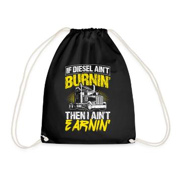 Truck Diesel Highway Best Job Money Trucker Truck - Drawstring Bag - black - Front