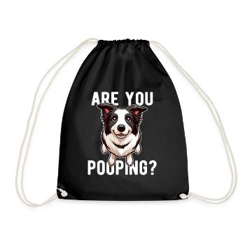 Faites-vous caca ? Drôle Collie Chien Spirituel - Sac de sport léger - noir - Devant