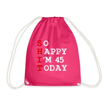 Birthday 45 Birthday Year Birth Funny - Drawstring Bag - fuchsia - Front