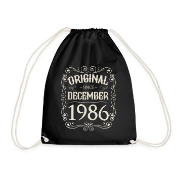 Vintage - Original since Dezember 1986 Geburtstag - Turnbeutel - Schwarz - Vorne