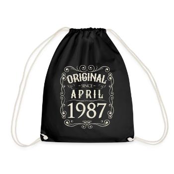 Vintage - Original since April 1987 Geburtstag - Turnbeutel - Schwarz - Vorne