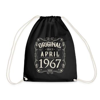 Vintage - Original since April 1967 Geburtstag - Turnbeutel - Schwarz - Vorne