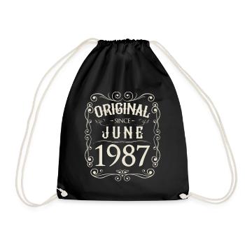 Vintage - Original since Juni 1987 Geburtstag - Turnbeutel - Schwarz - Vorne