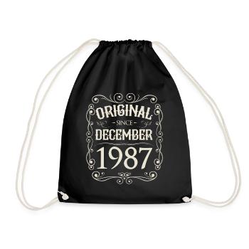 Vintage - Original since Dezember 1987 Geburtstag - Turnbeutel - Schwarz - Vorne