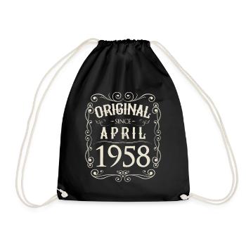 Vintage - Original since April 1958 Geburtstag - Turnbeutel - Schwarz - Vorne