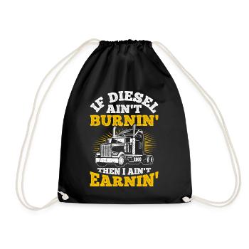 Truck Diesel Highway Best Job Money Truck Driver Truc - Drawstring Bag - black - Front