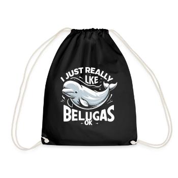 Beluga Whale Ocean Belugas Whales - Drawstring Bag - black - Front