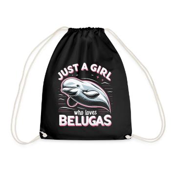 Beluga Whale Ocean Belugas Whales - Drawstring Bag - black - Front