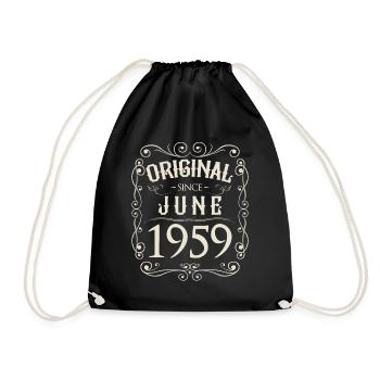 Vintage - Original since Juni 1959 Geburtstag - Turnbeutel - Schwarz - Vorne