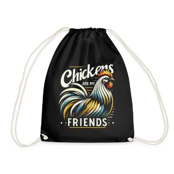 chicken, chickens, farm, animal, rooster, farmer, farmer - Drawstring Bag - black - Front