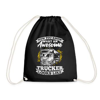 Now You Know What A Great Trucker Looks Like Tr - Drawstring Bag - black - Front