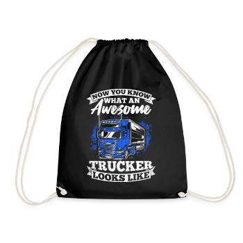 Now You Know What A Great Trucker Looks Like Tr - Drawstring Bag - black - Front