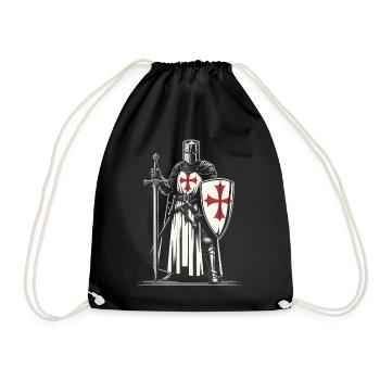 Deus Vult Kreuzritter Tempelritter Mittelalter - Turnbeutel - Schwarz - Vorne