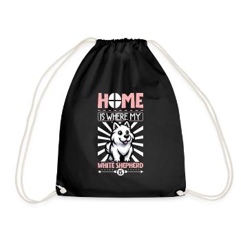 Home - White Shepherd - Drawstring Bag - black - Front