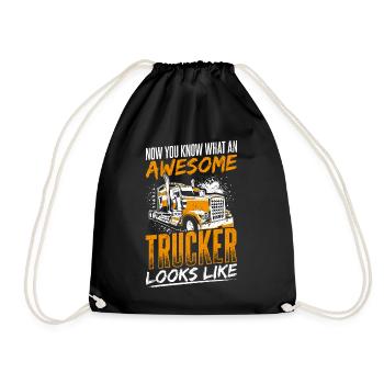 Now You Know What A Great Trucker Looks Like Tr - Drawstring Bag - black - Front