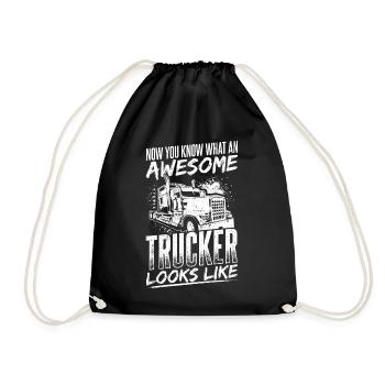 Truck Diesel Highway Best Job Money Truck Driver L - Drawstring Bag - black - Front