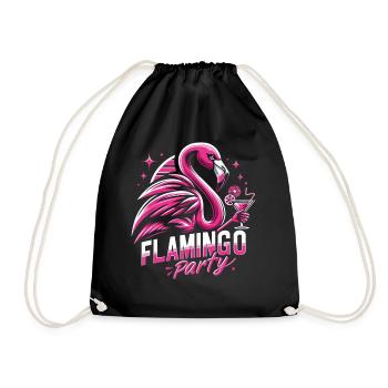 Flamingo Tier Rosa - Turnbeutel - Schwarz - Vorne