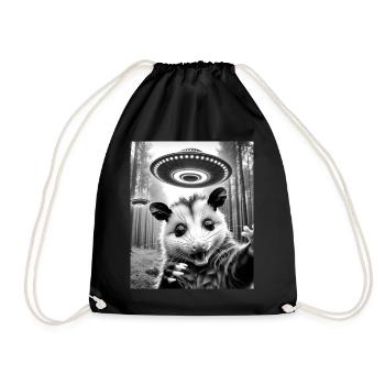 Opossum Possum Animal - Drawstring Bag - black - Front